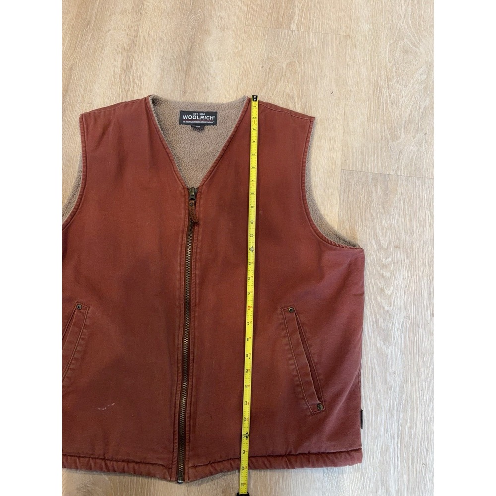 Woolrich Vest Sherpa lined Canvas Rancher USA Mens L Shooter‎ Workwear - Picture 12 of 13